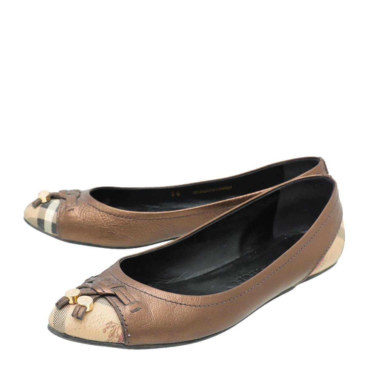 Burberry Bronze Haymarket Yates Ballerina Flat 36-Burberry-THE CLOSET