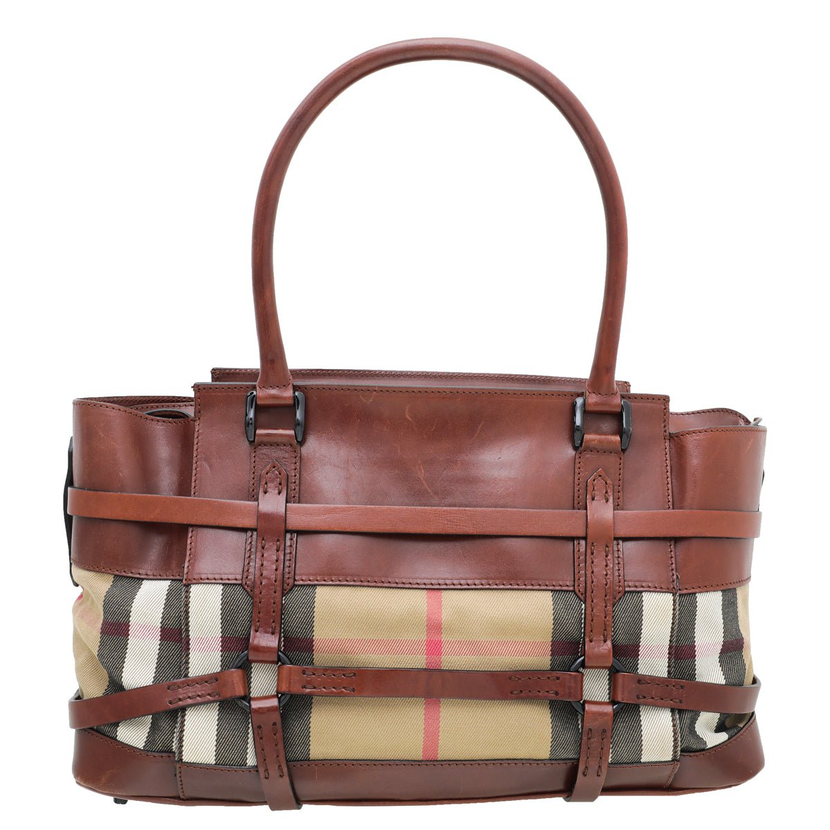 Burberry Brown House Check Bridle Satchel Bag-Burberry-THE CLOSET