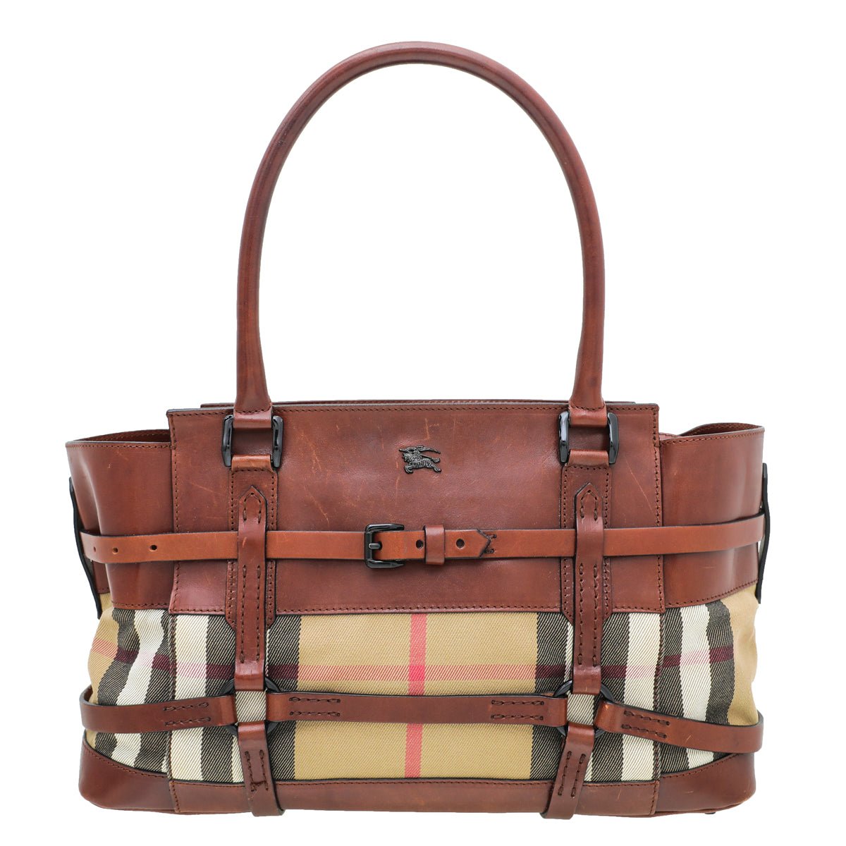 Burberry Brown House Check Bridle Satchel Bag-Burberry-THE CLOSET