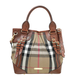 Burberry Brown House تحقق من Bridle Whipstitch حقيبة