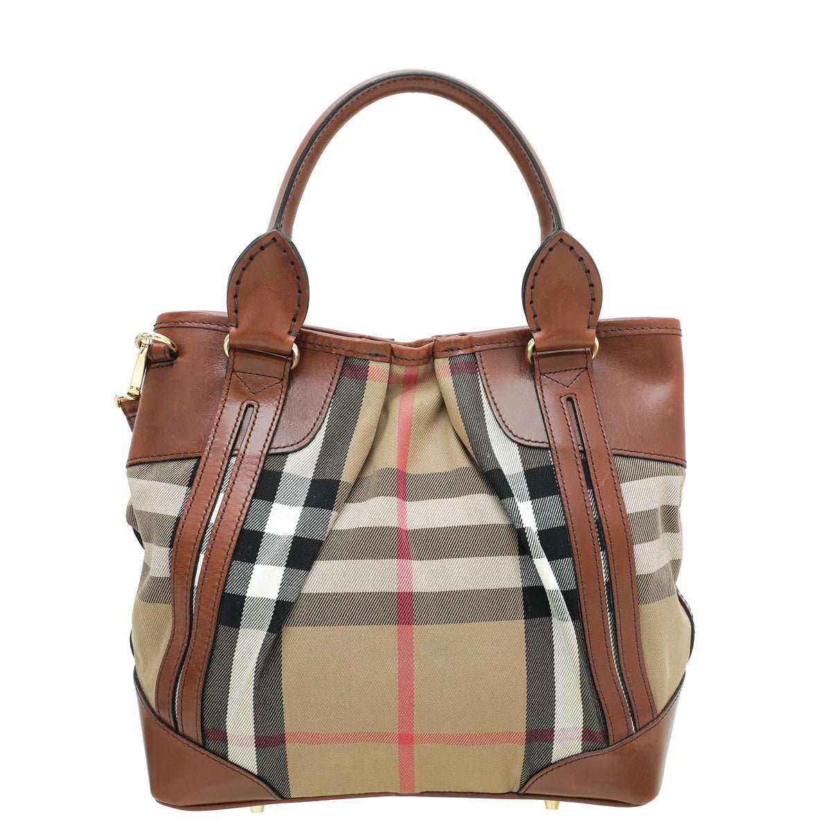 Burberry Brown House Check Bridle Whipstitch Tote Bag-Burberry-THE CLOSET