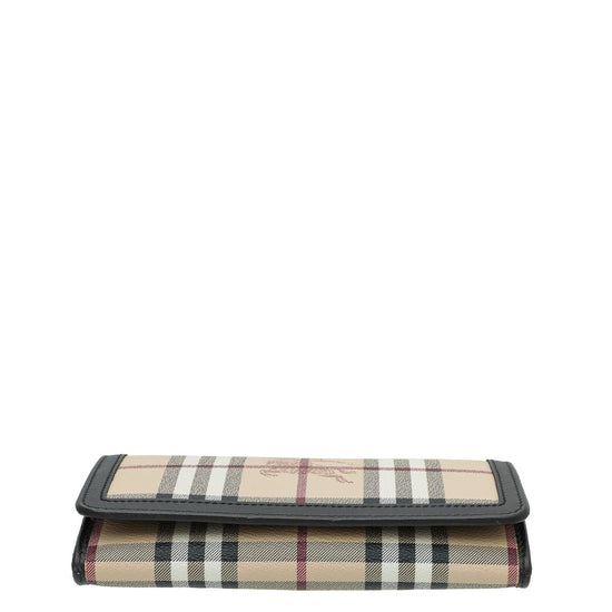 Burberry house check outlet and leather continental wallet