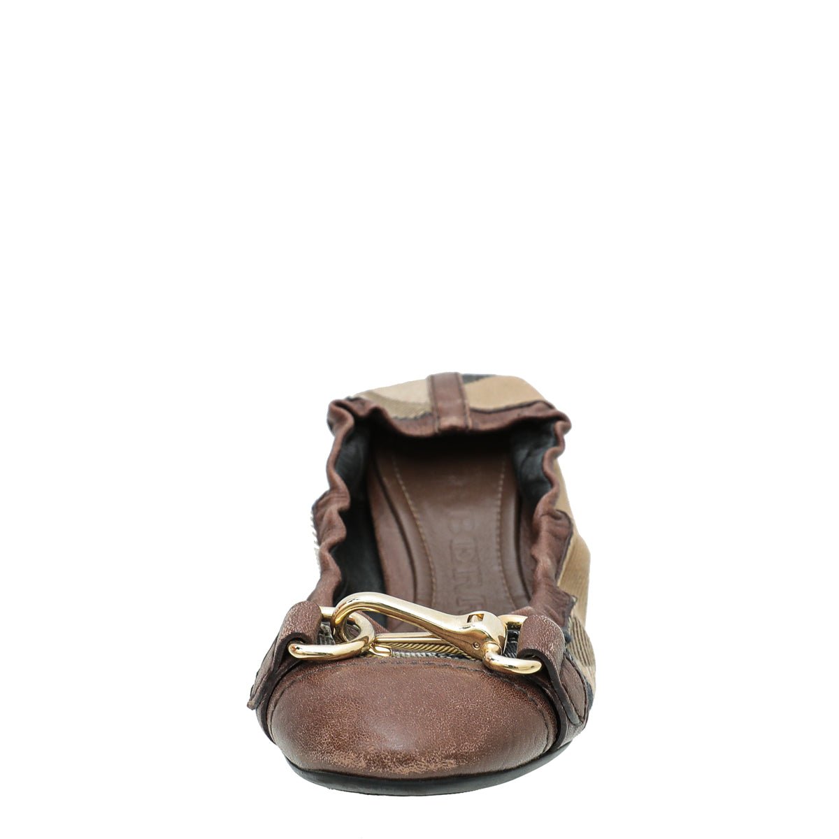 Burberry Brown House Check Flat Elastic Ballet 36-Burberry-THE CLOSET