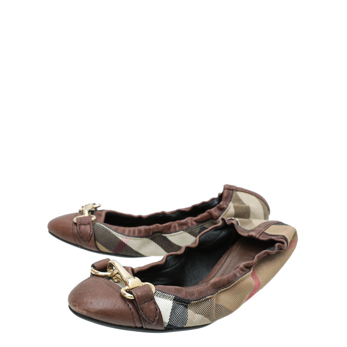 Burberry Brown House Check Flat Elastic Ballet 36-Burberry-THE CLOSET