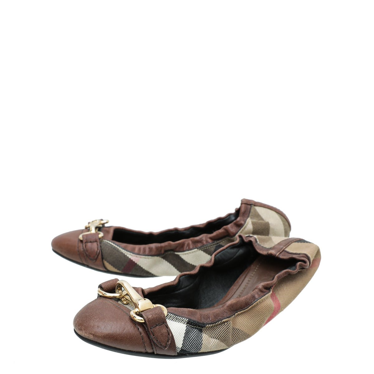 Burberry - Burberry Brown House Check Flat Elastic Ballet 36 | The Closet