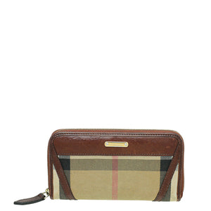 Burberry Brown House Check zip حول المحفظة