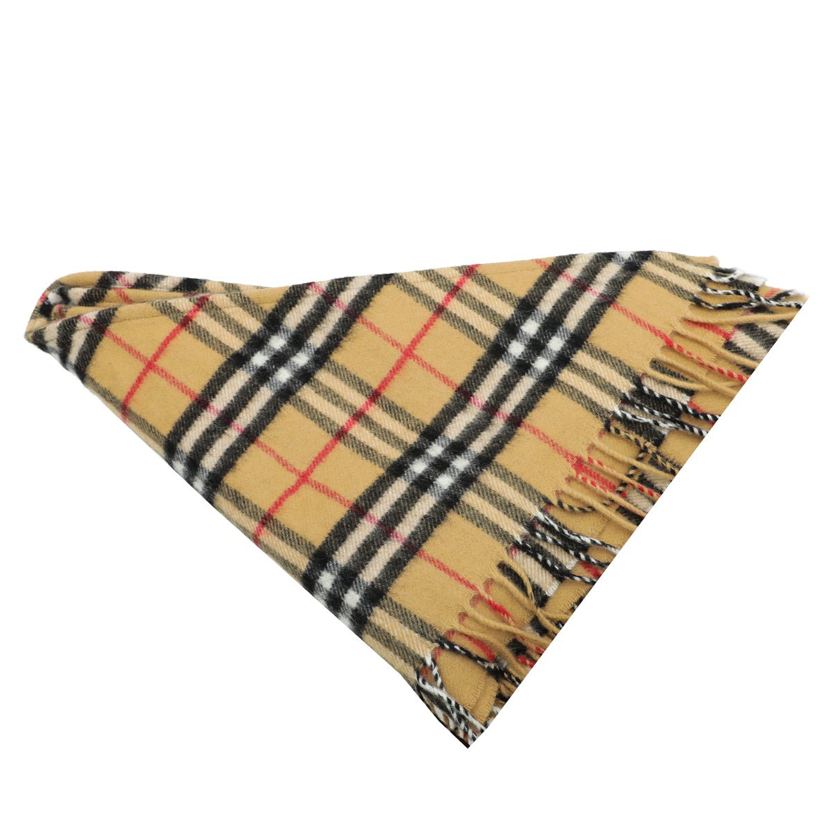 Burberry Brown Vintage Check Bandana Cashmere Scarf