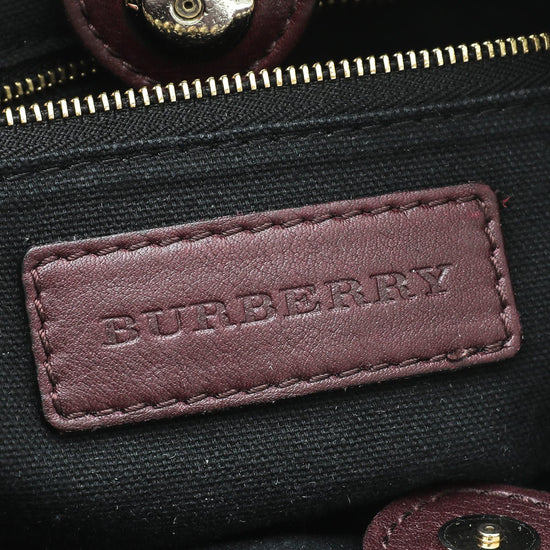 Burberry - Burberry Burgundy Bridle House Check Little Crush Crossbody Bag | The Closet