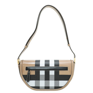 Burberry Camel Olympia تحقق من حقيبة الكتف الصغيرة