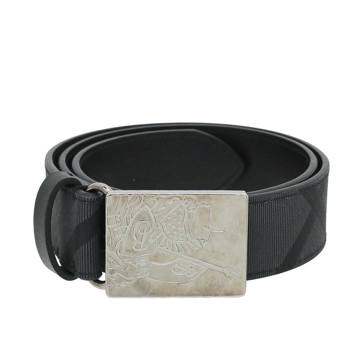 Burberry - Burberry Charcoal Check Buckle Belt 30 | The Closet