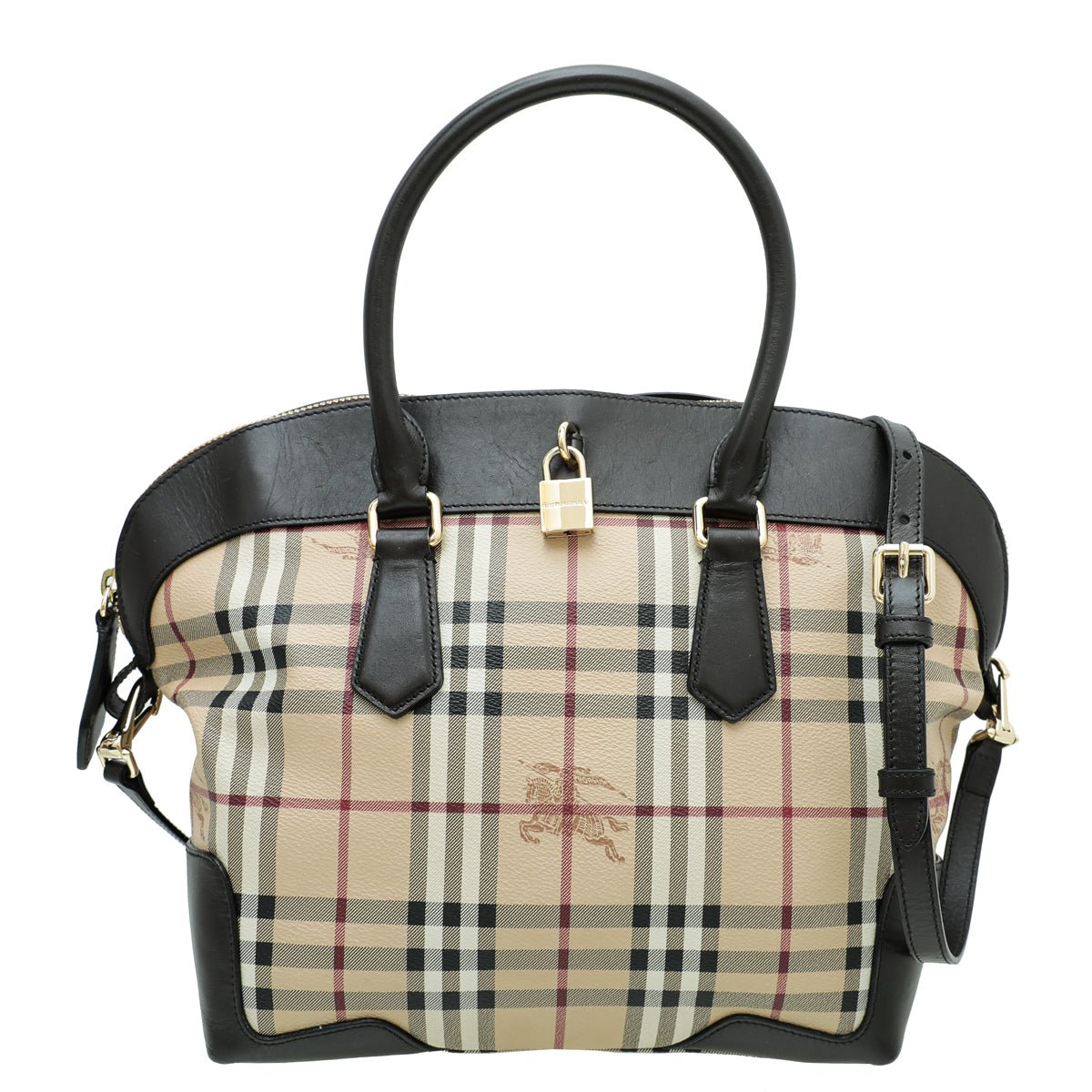 Burberry Chocolate Haymarket Check Medium Primrose Tote Bag-Burberry-THE CLOSET
