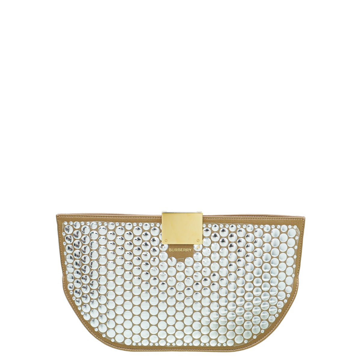 Burberry Cool Beige Satin Olympia Studs Clutch-Burberry-THE CLOSET