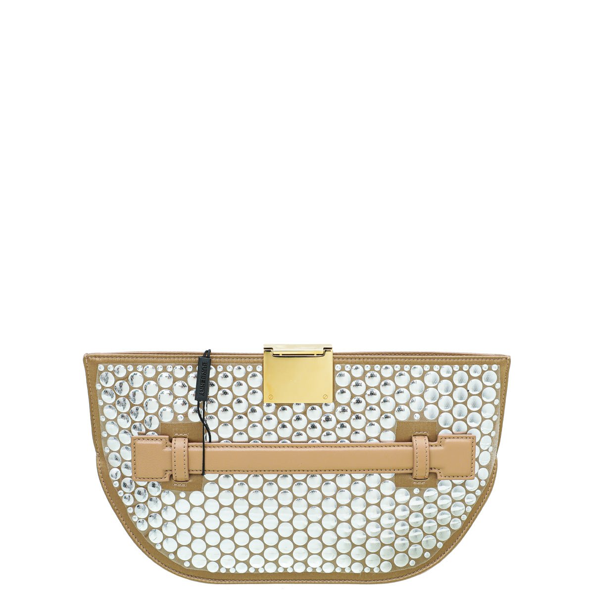 Burberry Cool Beige Satin Olympia Studs Clutch-Burberry-THE CLOSET