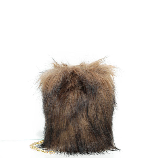 Burberry - Burberry Dark Brown Fur Lola Micro Tote Chain Bag | The Closet