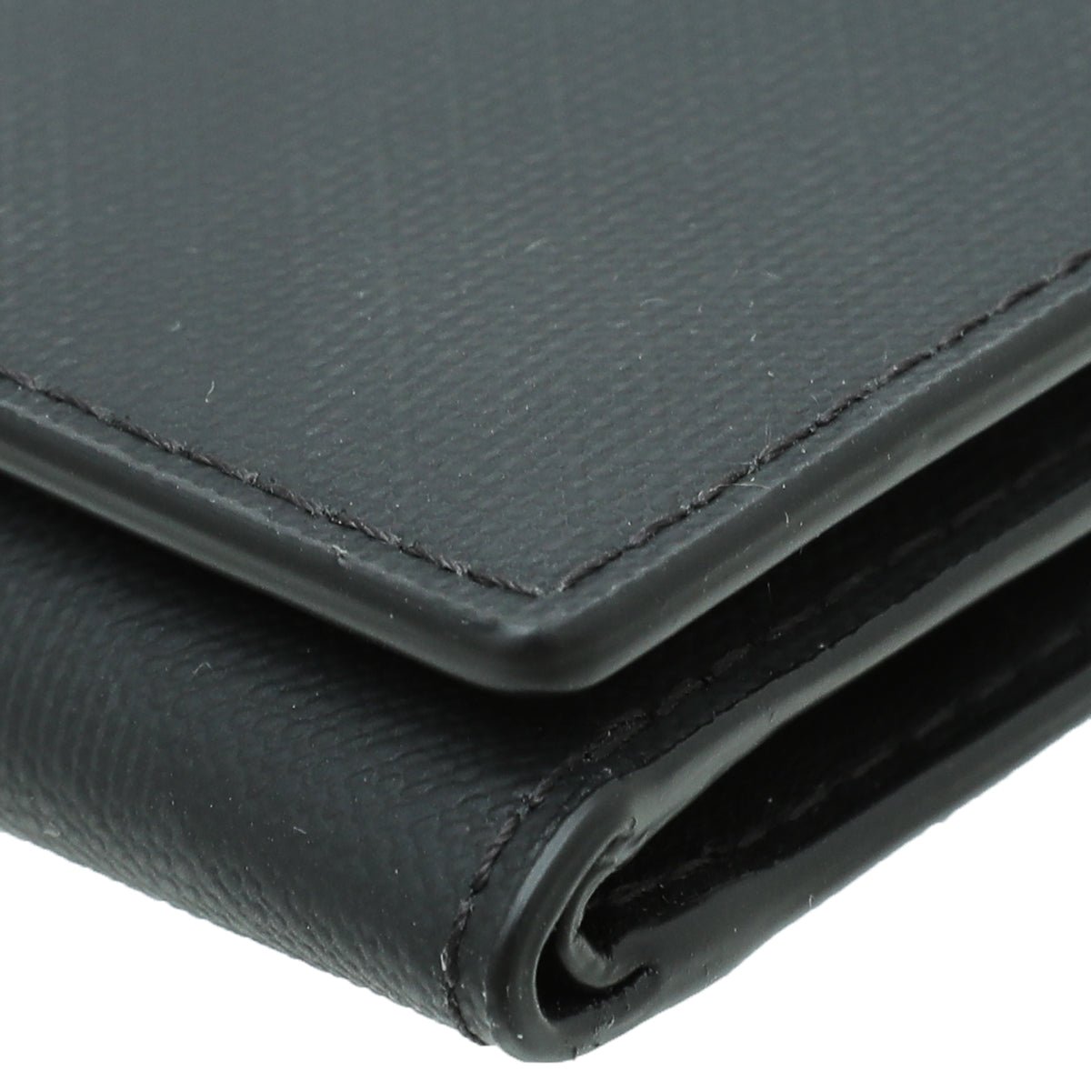 Check and Leather Card Case in Charcoal - Men