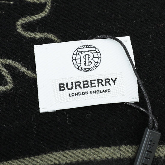 Burberry - Burberry Dark Fern New Oak Leaf FootBall Wool Scarf | The Closet