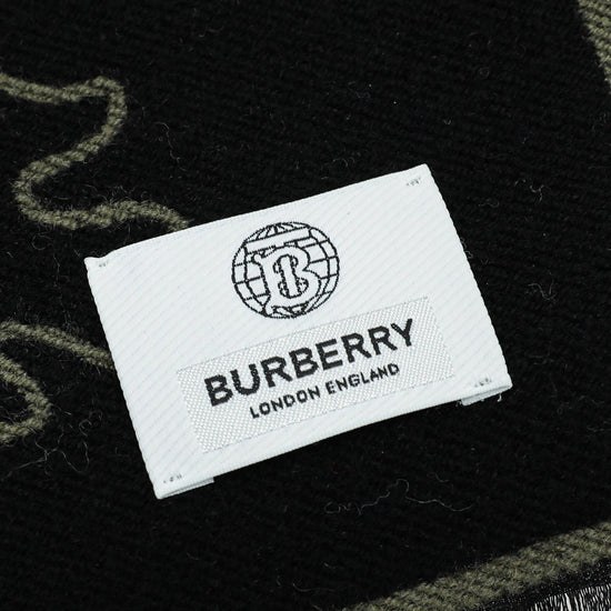 Burberry - Burberry Dark Fern New Oak Leaf FootBall Wool Scarf | The Closet
