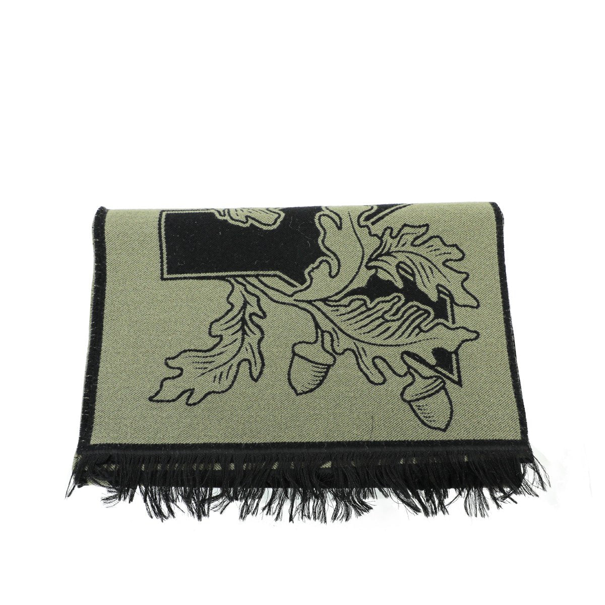 Burberry Dark Fern New Oak Leaf FootBall Wool Scarf-Burberry-THE CLOSET