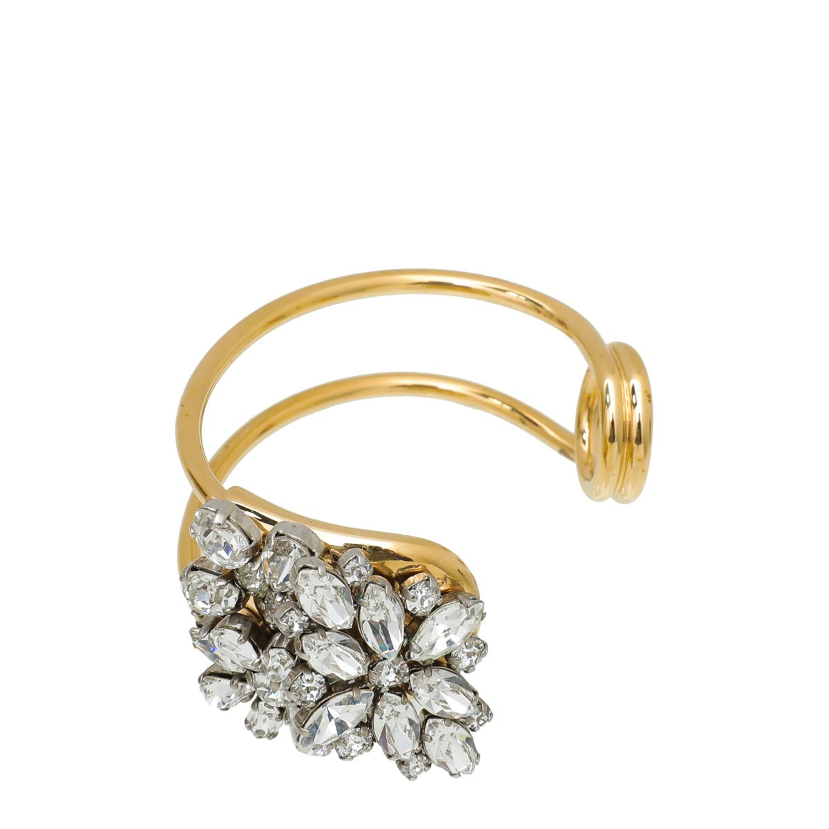 Burberry Gold Plated Daisy Crystal Open Cuff Bracelet-Burberry-THE CLOSET