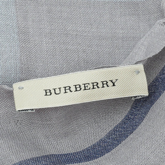 Burberry - Burberry Grey Giant Check Gauze Scarf | The Closet