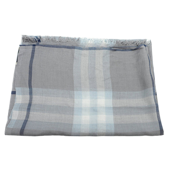 Burberry - Burberry Grey Giant Check Gauze Scarf | The Closet