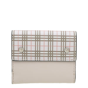 Burberry Light Pink Check French Wallet