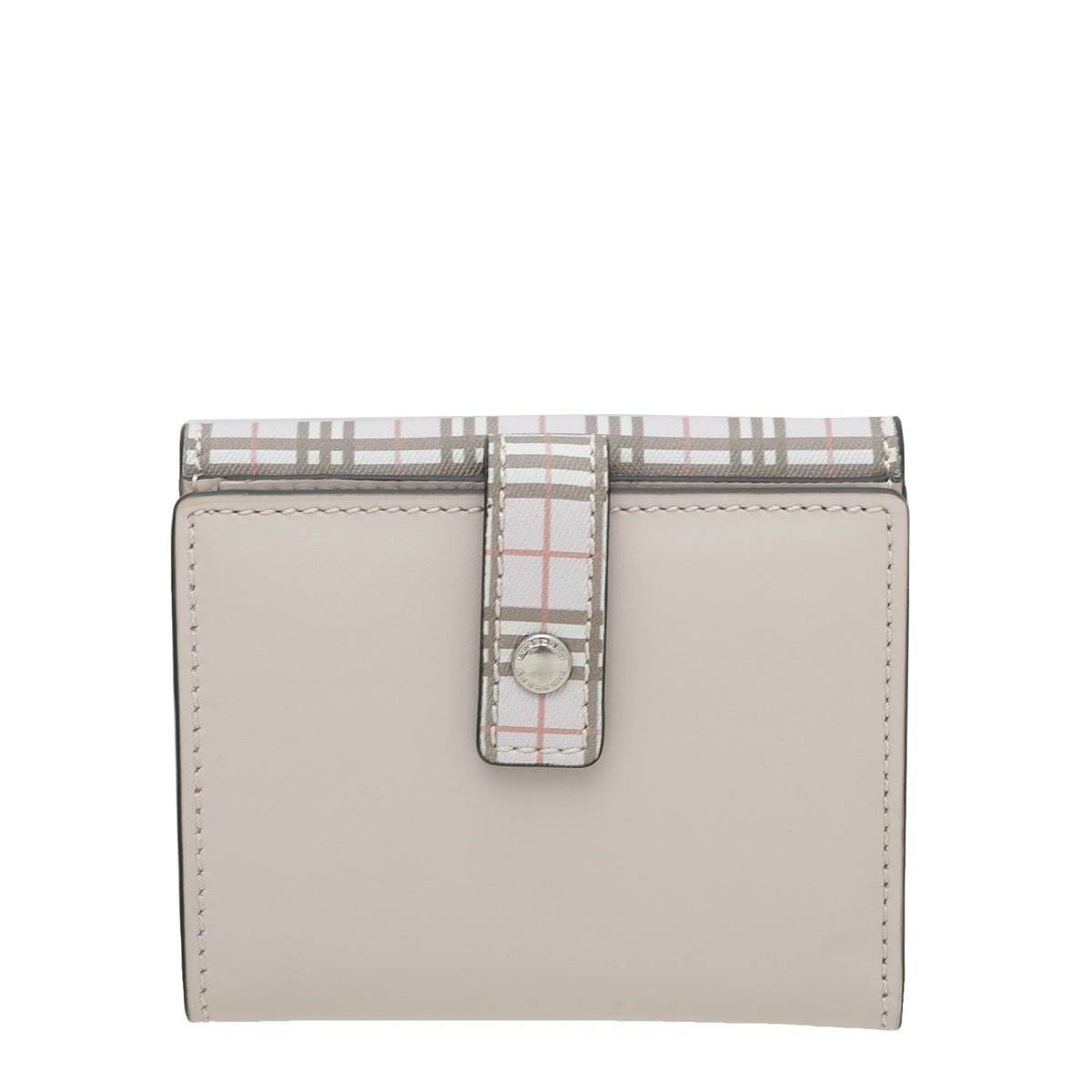 thecloset.uae - Burberry Light Pink Check French Wallet | The Closet