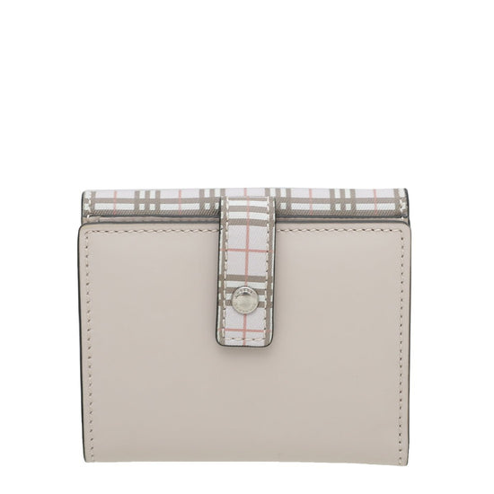 thecloset.uae - Burberry Light Pink Check French Wallet | The Closet