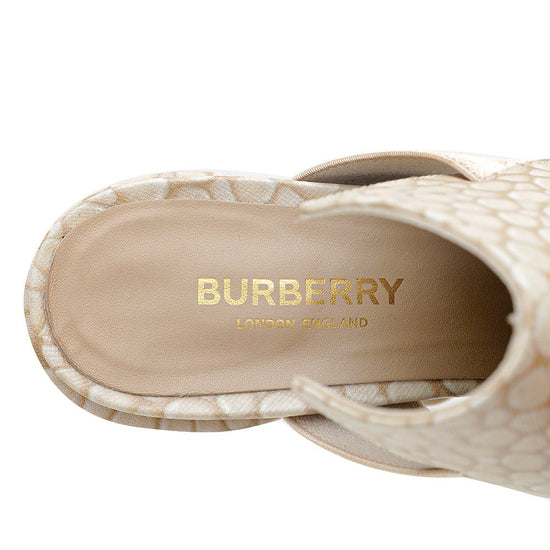 Burberry - Burberry Light Sand Stingray Print Gunn Heeled Mules 39 | The Closet