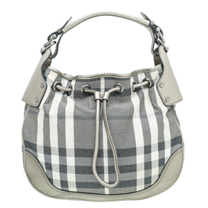 Burberry Metallic Bronze House Check Pewter Hobo Bag