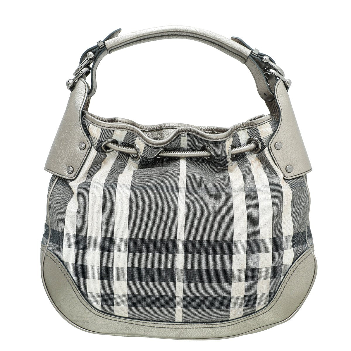 Burberry Metallic Bronze House Check Pewter Hobo Bag-Burberry-THE CLOSET