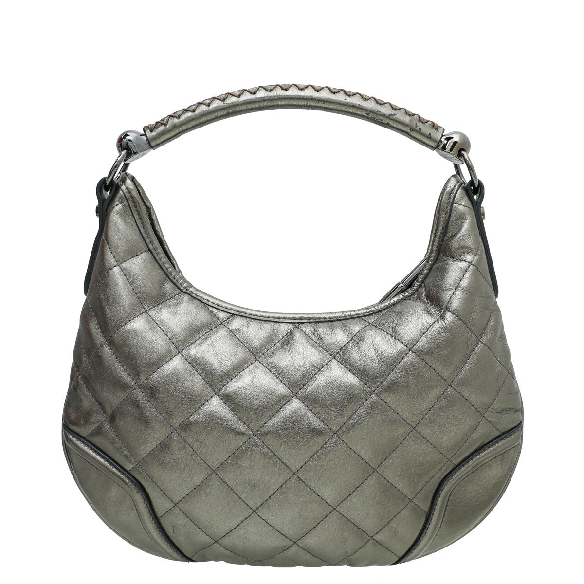 Burberry Metallic Bronze Quilted Hoxton Hobo Bag-Burberry-THE CLOSET