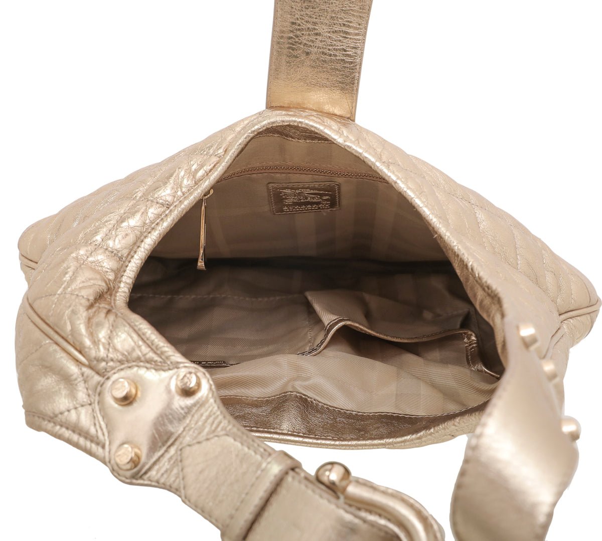 thecloset.uae - Burberry Metallic Gold Brook Medium Hobo Bag | The Closet