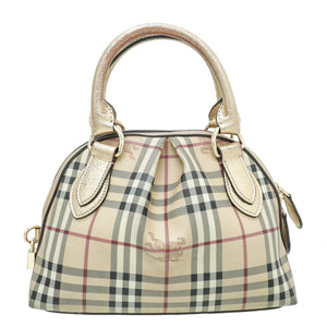Burberry Metallic Gold Haymarket Check Thornley Small Bag