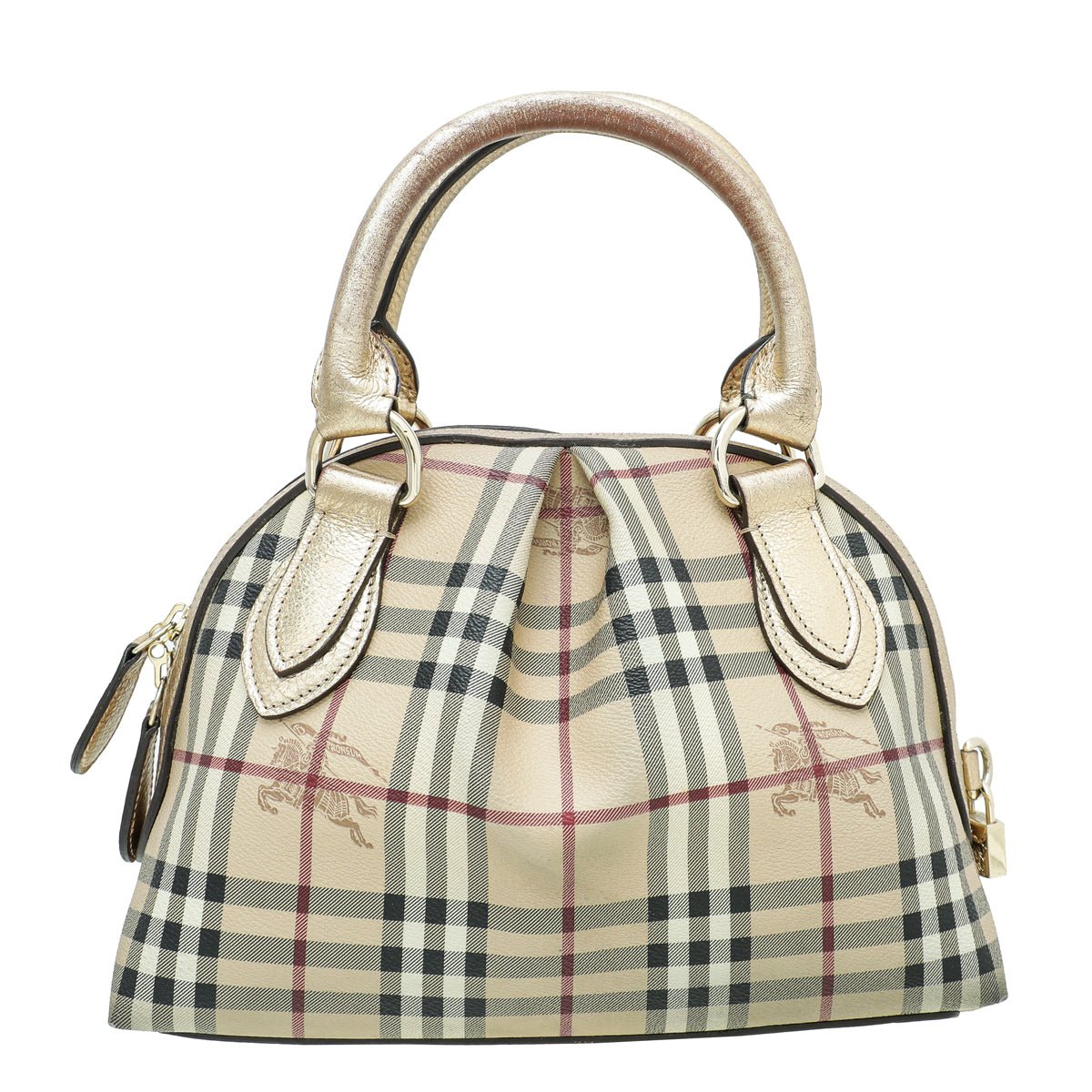 Burberry - Burberry Metallic Gold Haymarket Check Thornley Small Bag | The Closet