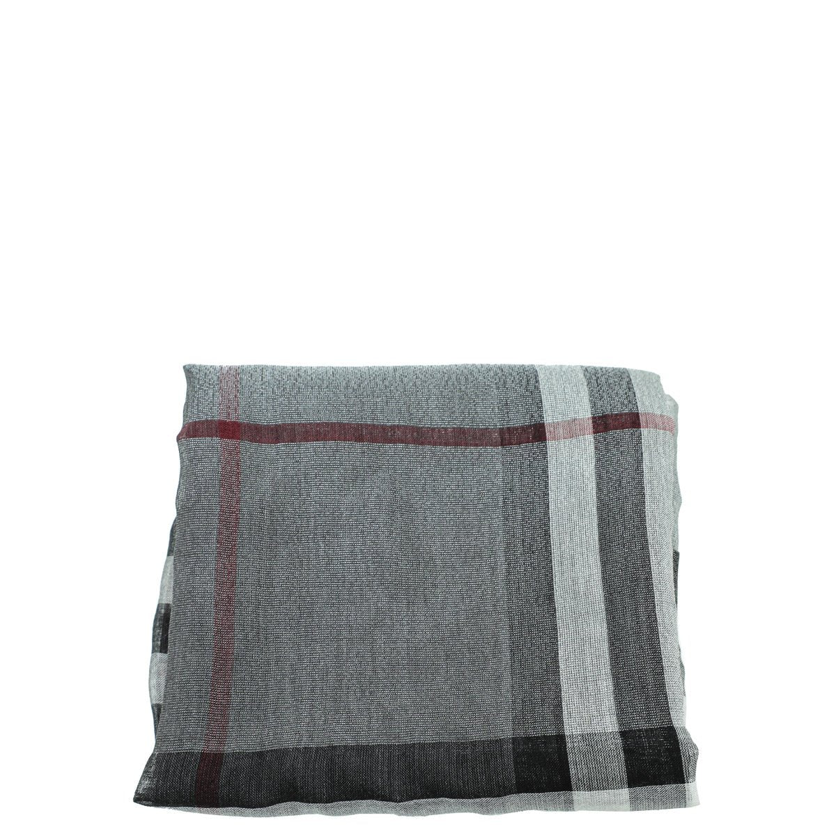 Burberry Metallic Grey Vintage Check Silk Scarf-Burberry-THE CLOSET