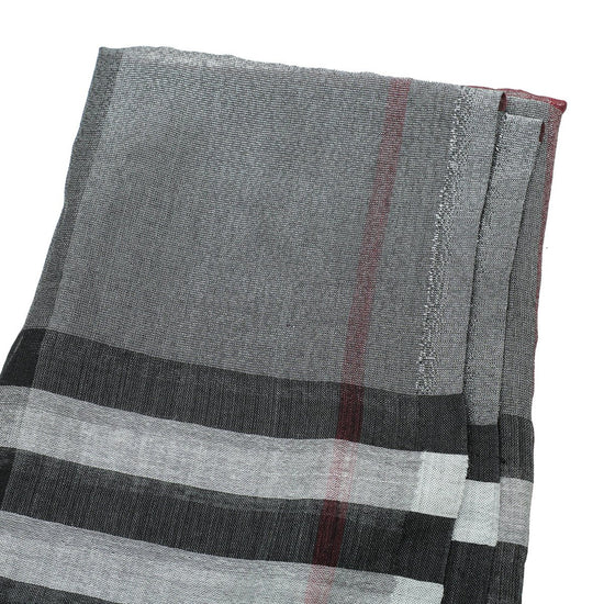 Burberry Metallic Grey Vintage Check Silk Scarf-Burberry-THE CLOSET