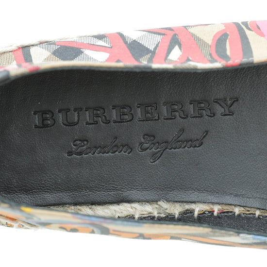 Burberry - Burberry Multicolor Logo Print Espadrille 36 | The Closet