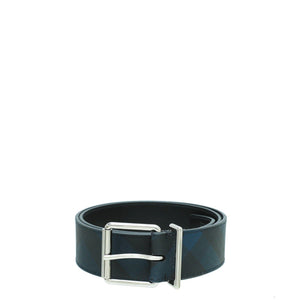 Burberry Navy Blue Mack40 Check Belt 32