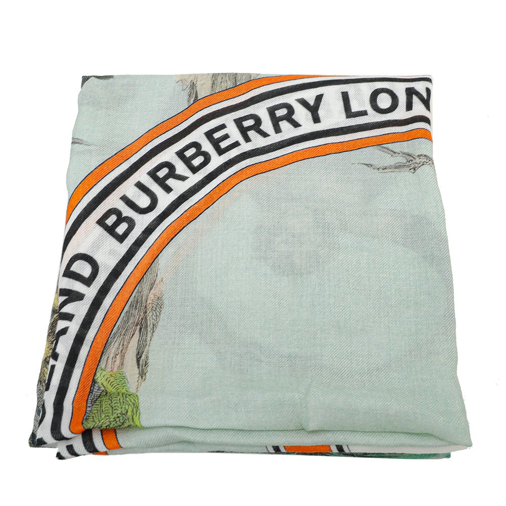 Burberry Opal Green Multicolor Etched Animal Cashmere Scarf-Burberry-THE CLOSET