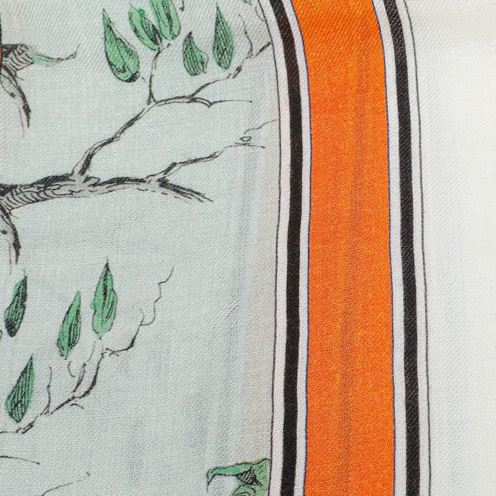 Burberry Opal Green Multicolor Etched Animal Cashmere Scarf-Burberry-THE CLOSET