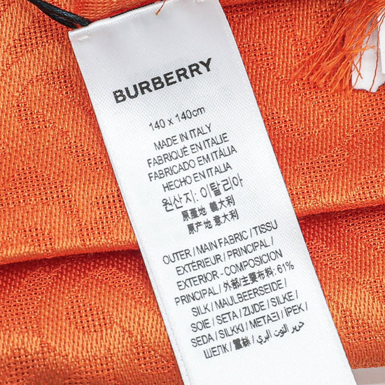 Burberry - Burberry Orange TB Monogram Silk Wool Shawl | The Closet