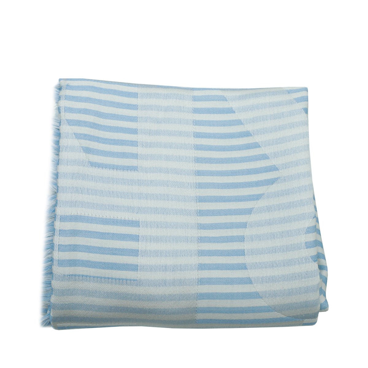 Burberry - Burberry Pale Blue TB Logo Print Stripe Scarf | The Closet