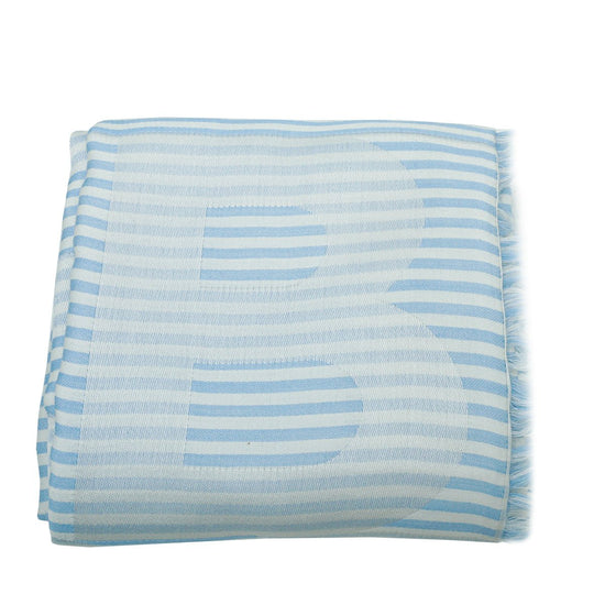 Burberry - Burberry Pale Blue TB Logo Print Stripe Scarf | The Closet