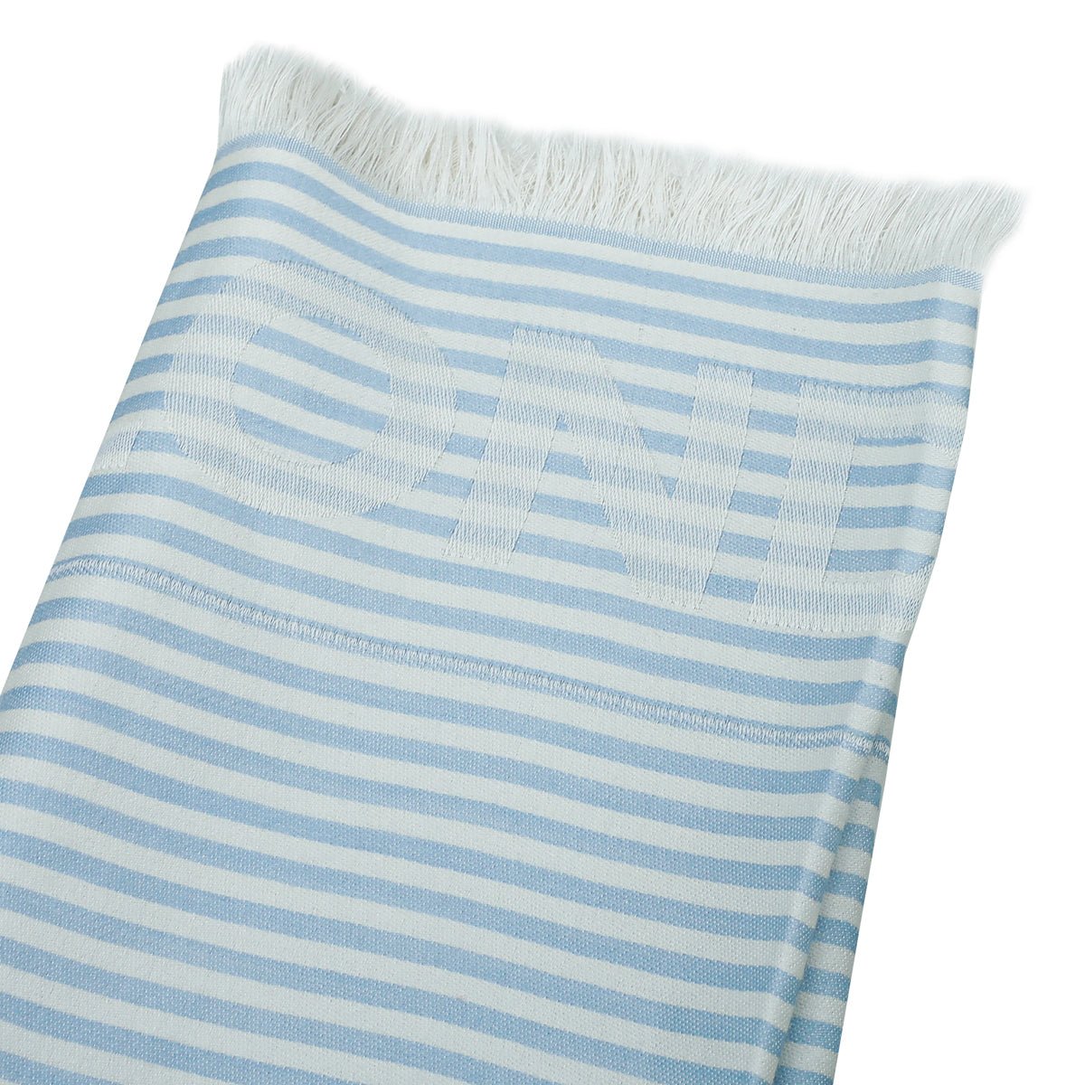 Burberry - Burberry Pale Blue TB Logo Print Stripe Scarf | The Closet