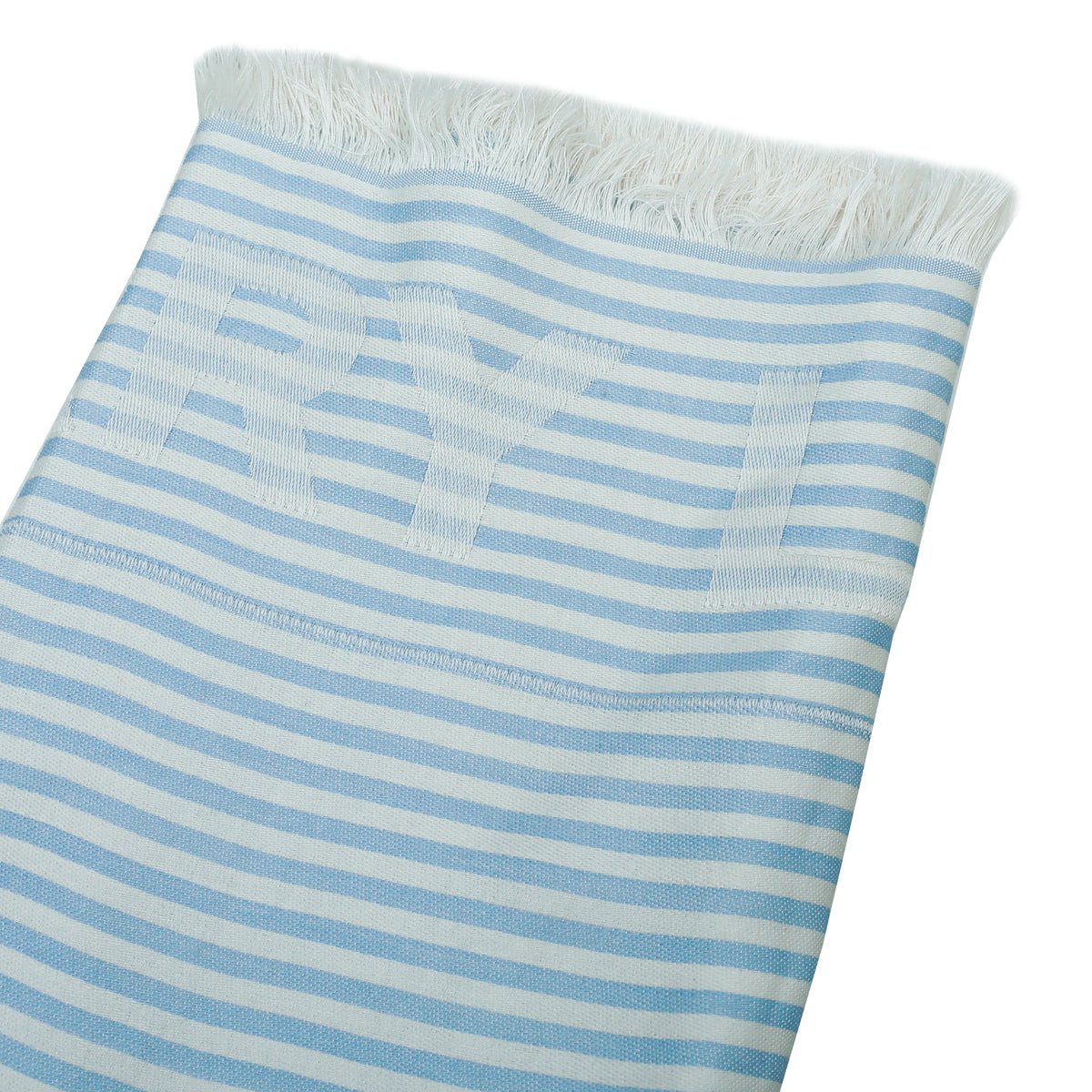 Burberry - Burberry Pale Blue TB Logo Print Stripe Scarf | The Closet