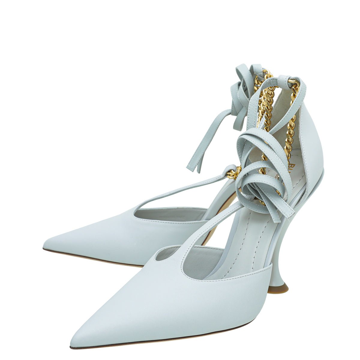 Burberry Pebbled Grey Wellton T Strap Ankle Tie Pump 39-Burberry-THE CLOSET