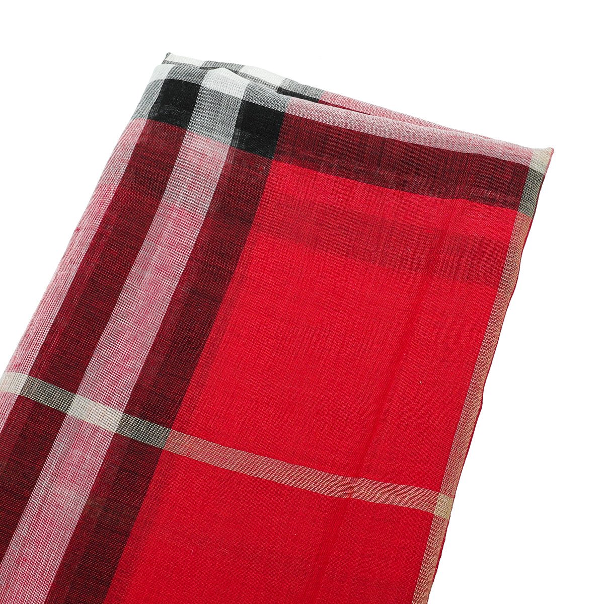 Burberry - Burberry Red Giant Check Gauze Scarf | The Closet