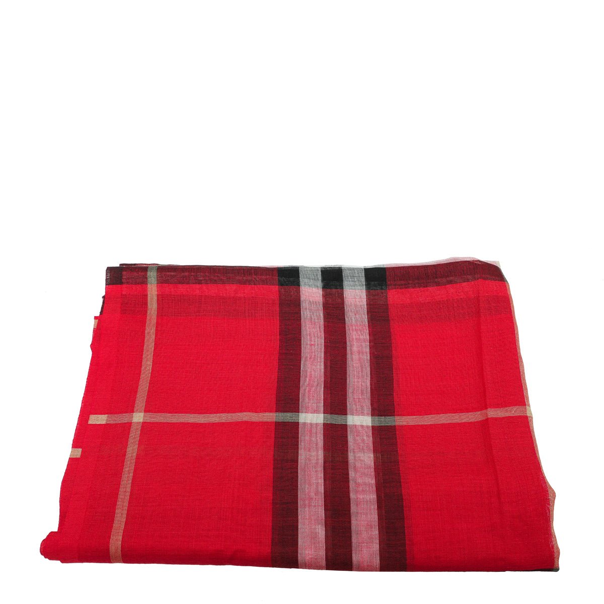 Burberry - Burberry Red Giant Check Gauze Scarf | The Closet