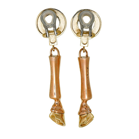 Burberry - Burberry Rose Gold Finish Round Drop Horse Hoof Earrings | The Closet